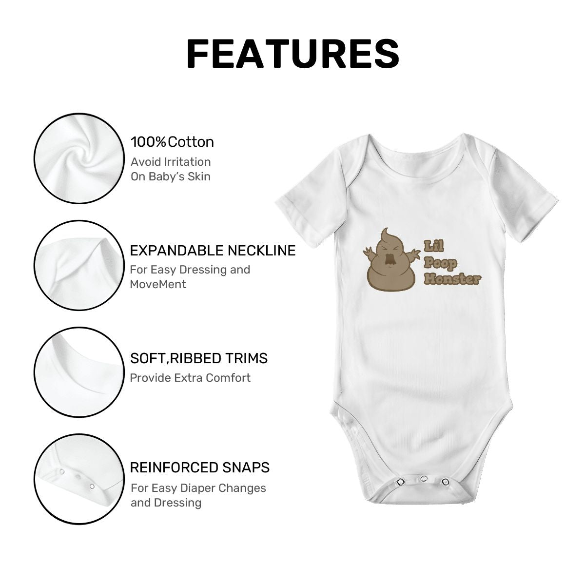 Little Poop Monster Baby Onesies (Short Sleeve)