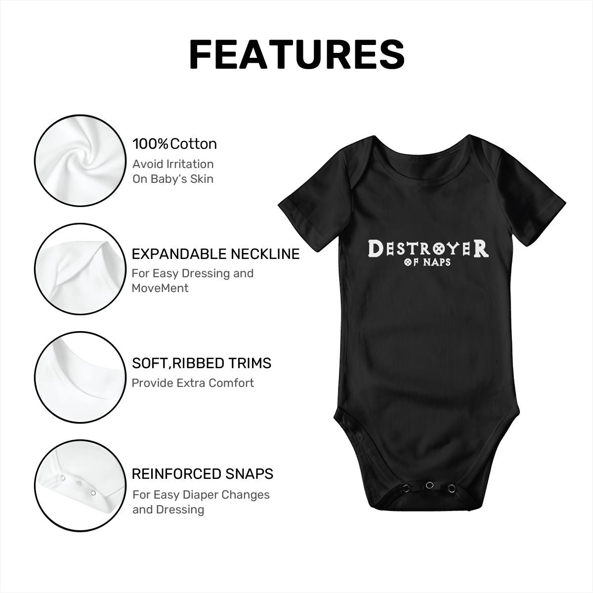 Destroyer of Naps Baby Onesies (Short Sleeve)