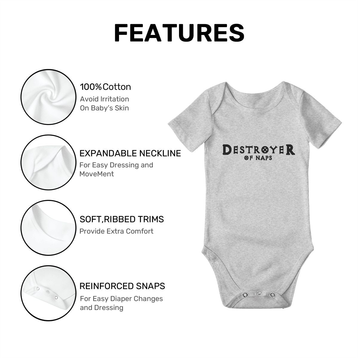 Destroyer of Naps Baby Onesies (Short Sleeve)