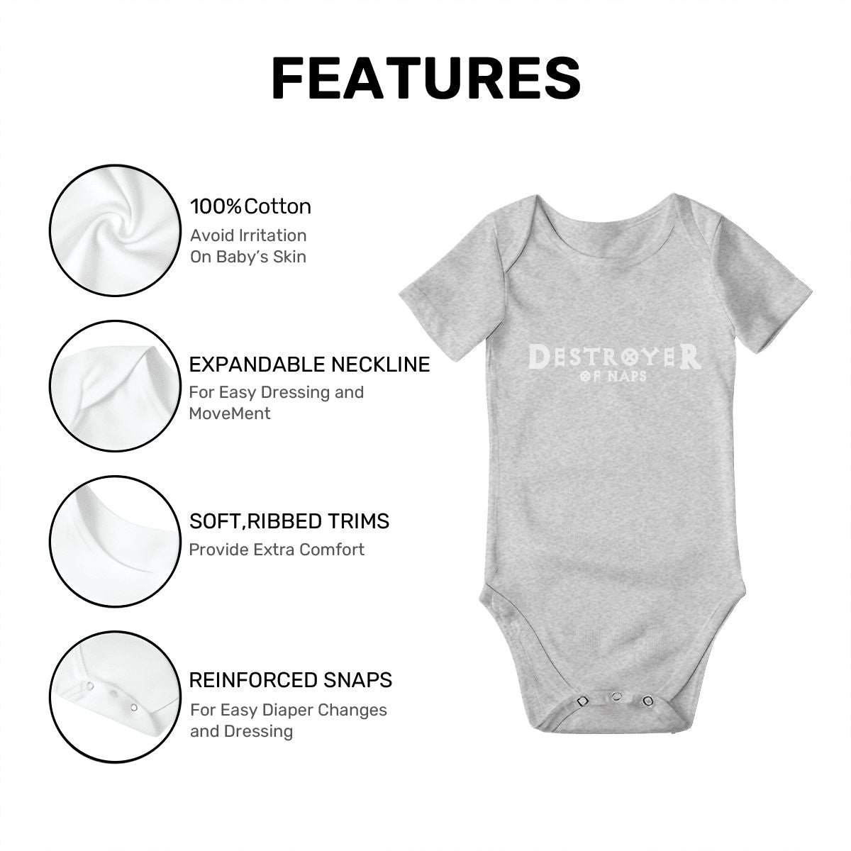Destroyer of Naps Baby Onesies (Short Sleeve)