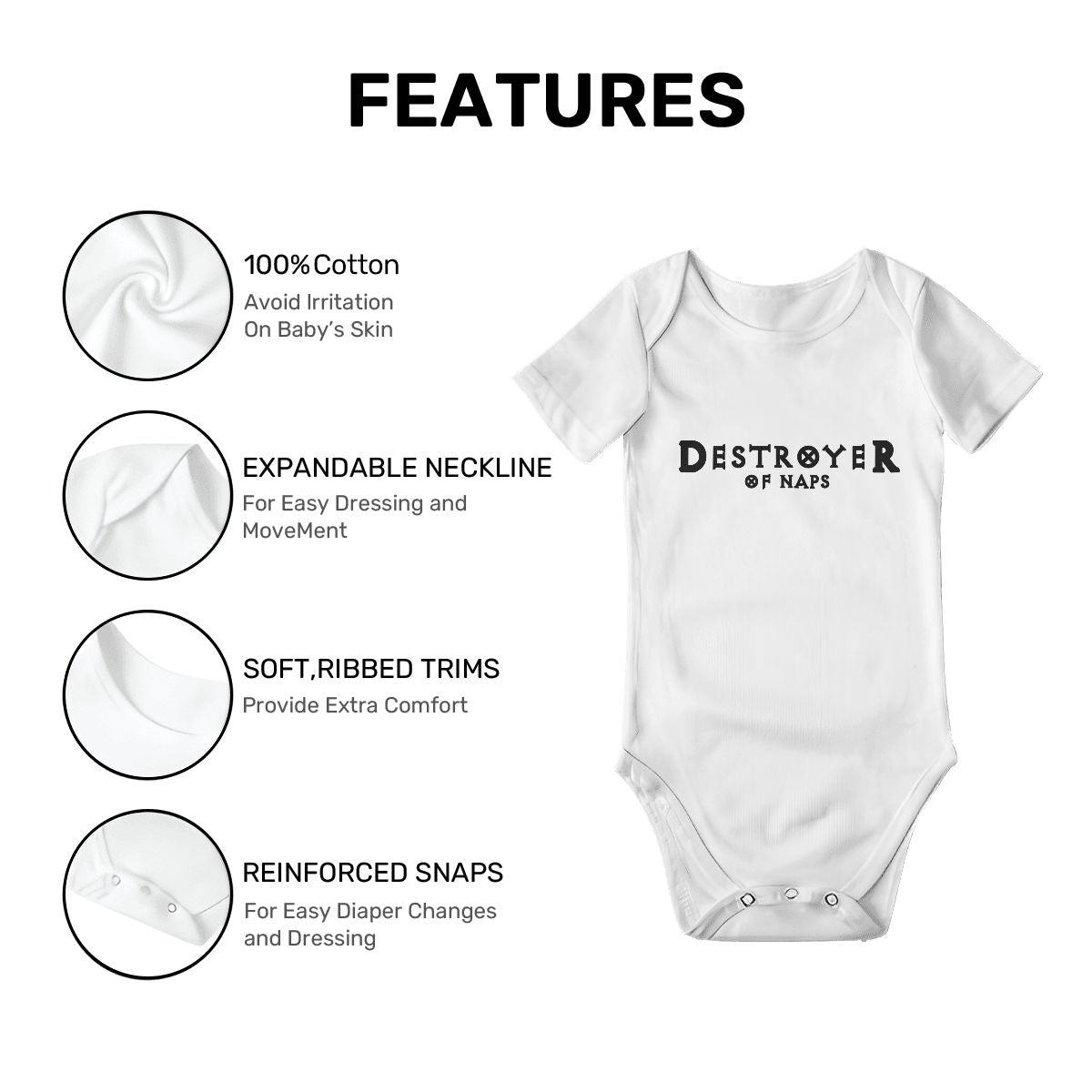 Destroyer of Naps Baby Onesies (Short Sleeve)